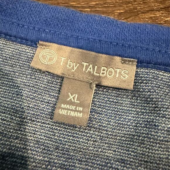 Talbots XL Blue Striped Pullover Sweater Long Sleeve Buttons Comfort Cozy FLAWS - Picture 7 of 11